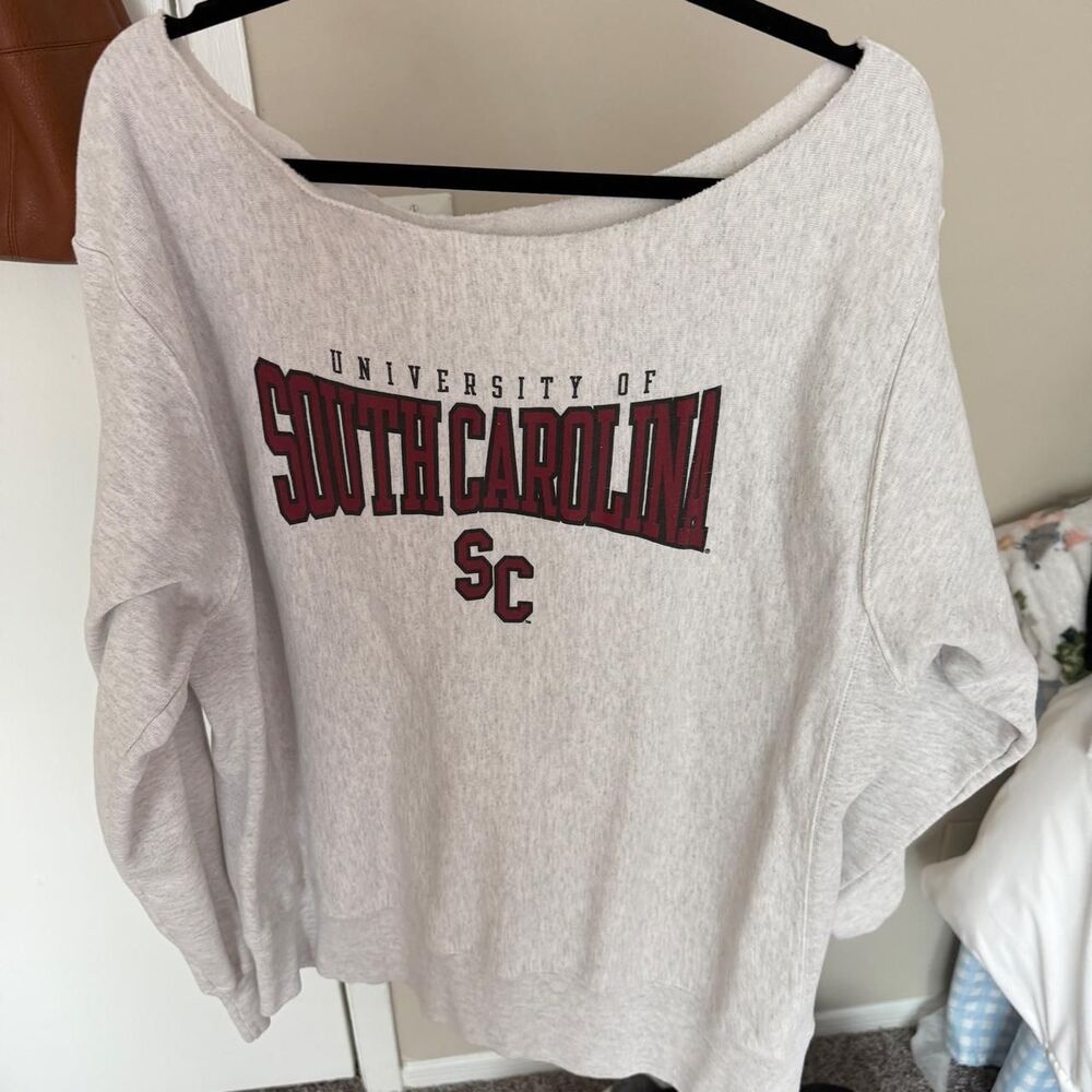 Gray off-the-shoulder University of South Carolina sweatshirt